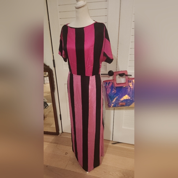 Christopher John Rogers Woman Sz 6 Pink Stripe Maxi Dress - Picture 1 of 6